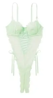 Victoria Secret Dream Angels Floral Lace Unlined Crotchless Teddy XL *NWT*