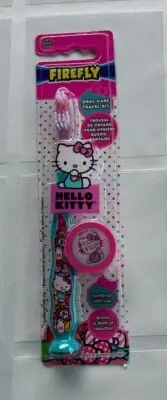 Firefly Hello Kitty Toothbrush w/Suction Cup Base & Cap - Oral Care Travel Kit