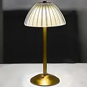 Cordless Table Lamp, Rechargeable Battery Operated Lamp, LED Touch Lamp, 3 Color Dimmable and Adjustable Brightness, Nightstand Bedside Lamp, Desk Lamp Vintage Gifts (Gold Table Lamp)