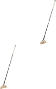 Ipetboom 2pcs Bathroom Tile Scrubber Brush Long-Handled Pool Brush Durable Stainless Steel for Easy Cleaning