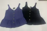 2x Ladies size 6 DOTTI Blue & Black Linen Blend Tops *NEW* RRP $79.90 Top