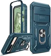 LeYi for Pixel-8A Case: Google Pixel 8A Case with Metal Kickstand, Hybrid Dual Layer Tough Heavy Duty Military-Grade with Slide Camera Cover for Google Pixel 8A Phone Case, Sea Blue