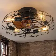 Industrial Retro Ceiling Fan Light with Remote Control