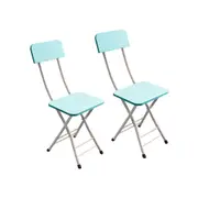 SOGA Blue Foldable Chair Space Saving Lightweight Portable Stylish Seat Home Decor Set of 2