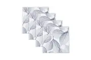 4pc Rayell Ceramic Printed Coaster Leaf Stencil Blue Drink Glass Holder Set