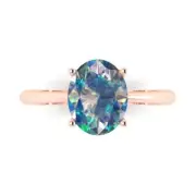 2.5 ct Oval Cut Moissanite Gemstone Solitaire Ring Rose Gold, Anniversary Gift