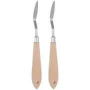 2pcs 8.5mm No.19 Oil Painting Palette Knives Stainless Steel Spatula Wood Handle