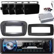 Pyle 1-DIN Marine Receiver W/Kit + Adapter , 4x 3.5'' 3-Way Speakers, Amplifier