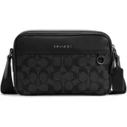 NWT COACH Women's Graham Crossbody in Signature Canvas, Black-OS