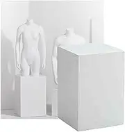 Square Pedestal Stands,Cube Pedestal Dessert Table ,Wedding Event Decor Square Pedestal Stands,for Parties Wedding Props Museum Collection Model Show Clothing Store(White,35x35x50cm)