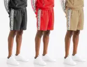 Mens FAUX Snake SKIN Print Side Stripe Waistband Drawstring Gym Track Shorts