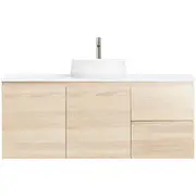 CIBO 1200mm Coast Veneer Nordic Wall Hung Bathroom Vanity With Pod White Matte Basin