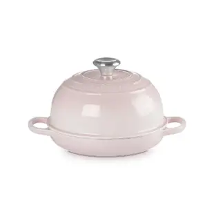 【Le Creuset】典藏琺瑯鑄鐵鍋烘焙麵包鍋24cm(貝殼粉- 鋼頭-內鍋黑)