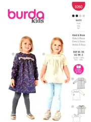 Burda 9260 Babies' Dress and Blouse Sizes 1M-3 Sewing Pattern NEW!