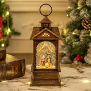 Christmas Musical Snow Globe Lantern, USB and Battery Operated Swirling Singing