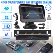 Wireless Monitor Solar License Plate Backup Camera for Car Reverse Rear View 4.3