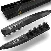 VIKICON Beard Straightener for Men, Mini Electric Beard Straightener, 30s Quick Heated Beard Brush Comb, Ionic Hair Straightener Straightener for Styling Long and Short Beard