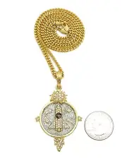 Men's Iced Takeoff Spaceship Pendant w/ 24" Box, Cuban, Rope Chain Necklace