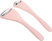 CALLARON 2Pcs Face Massaging Tool Set Ergonomic Eye Manual Roller for Women Pink Jade Roller for Face Care Eye Puffiness Relief for Birthdays Holidays