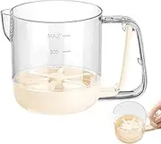 Hand Pressed Egg Stir Cup, Manual Cream Beating Mixer, Multifunctional Hand Push Whisk, Easy Kitchen Gadget for Baking, Cooking and Beverages, 6.38 x 4.8 x 4.53 inches