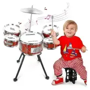 Toy Drum Kit for Kids 3-5 Upgraded Toddler Rock Drum Set with 5 Drums Musical