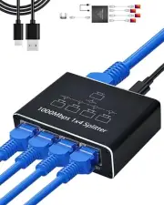 1000Mbps Ethernet Splitter Adapter RJ45 Cable LAN Network Internet 1 IN 4 Out US