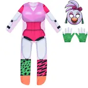 Kids Teens Five Nights At Freddy's Fnaf Cosplay Costume Jumpsuit+mask Outfit Set Gifts,Pink - 7-8 Years