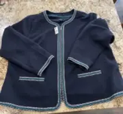 Talbots Plus Women’s NWT Navy Zip Chevron Blazer Jacket Lined Size 24W