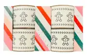 GINGERBREAD MAN Ceramic RAMEKINS Set of 4 White CHRISTMAS NEW NIB BAKESHOP GIFT
