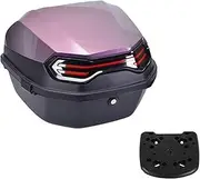 Motorcycle Tour Tail Box Scooter Trunk Luggage Top Lock Storage Carrier Case with Soft Backrest(Purple and Floor)