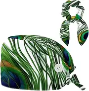 [YTYVAGT] Scrub Caps Women,Scrub Hats Suitable for Women,Bird Feather Peacock Feather