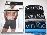 3 Calvin Klein Boxer Briefs Microfiber Stretch Black Blue 3 Pack Underwear $47