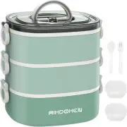 Lunch Box, Stackable 3 Layers Containers, Portable 94OZ 3 Layers, A-Green