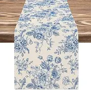 Generic AnyDesign Blue Flower Table Runner Wildfloral Kitchen Dining Table Decoration Floral Table Cover for Indoor Outdoor Home Party Table Decor Supplies, 13 x 90 Inch, AD4231