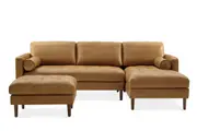 Madison Leather Chaise Sectional Sofa with Ottoman