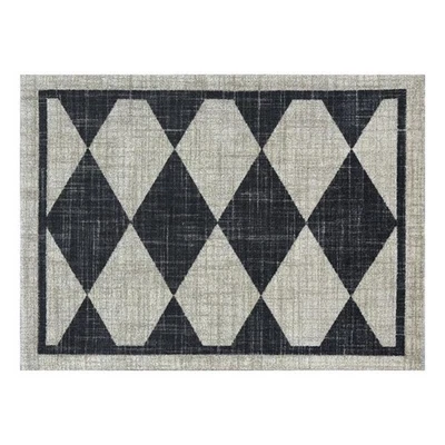 wash+dry Arthur Diamonds Black and Cream Washable Rug - 2x3 Rug