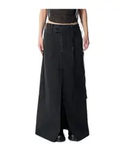 Ann Demeulemeester Silya Long Asymmetric Denim Skirt IT40,IT38 faded gray