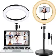 Selfie Ring Light with Stand and Phone Holder, 10'' Dimmable Desktop LED Circle for Laptop,Computer, Lighting Kit Gifts Live Streaming/Laptop Video Conference/Chat/Makeup/YouTube/Tiktok/Vlog