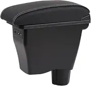 Compatible For Smart Fortwo Forfour Car Armrest Box Retrofit Parts Interior Storage Box 3USB Simple Use Car Accessories(A-black white 3 usb)
