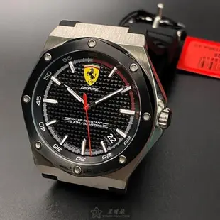 FERRARI 法拉利男錶 44mm 黑八角形精鋼錶殼 黑色簡約, 運動錶面款 FE00013