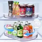 Lazy Susan Fridge Organizer, Slide 360° Rotate, Clear for Kitchen/Pantry 16"x11"