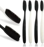 Large Long Head Toothbrush 1 Pc or 4-Pack Upgraded Hard & Firm Charcoal