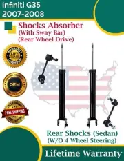 Rear Shocks With Sway Bar For 2007-2008 Infiniti G35 3.5L 2WD Sedan Lifetime W.