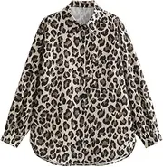 [Zadaos] Leopard Printed Pants Sets For Women 2 Pieces Top Long Sleeve Shirts Pants Suit Two Piece Set