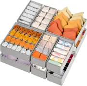 12 Pack Sock Underwear Drawer Organizer Dividers, 116 Cells Fabric Foldable Dres