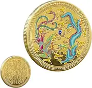 2024 Dragon Gold Coin - Chinese Dragon and Phoenix Fortune Feng Shui,Auspiciousness Lucky Coin Chinese Challenge Coin to Bring Auspiciousness Lucky Coin for Wealth Luck