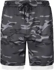 [Wirltte] Mens Running Shorts 2 in 1 Gym Sports Shorts Breathable Lightweight Outdoor Workout Training Shorts with Pockets