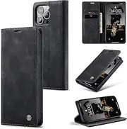 ELEPIK for iPhone 13 Pro Case with Card Holder, Kickstand [2 Card Holder + 1 Cash Slot] [for Women & Men] [Durable PU Leather] Magnetic Wallet Phone Cover for iPhone 13 Pro, Elegant Black
