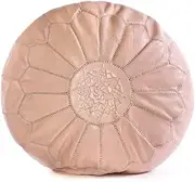 Dusty Pink Moroccan Leather Ottoman Pouf Cover, Ottoman Footstool Hassock 100% Real Natural Leather Pouffe, Home Gifts, Home Decor, Foot Stool