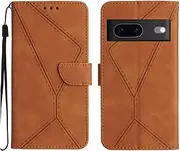 Compatible with Google Pixel 7A 5G Case,Compatible with Google Pixel 7A 5G Kickstand Flip Card Slot Magnetic Closure Phone Cover Brown